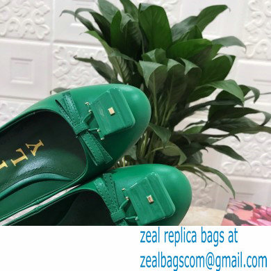 Dolce  &  Gabbana Block Heel 6.5cm Leather Sicily Pumps Green 2021